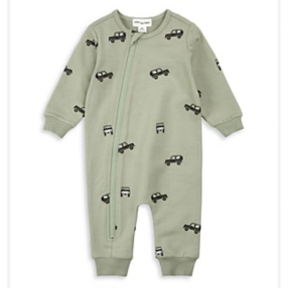 MILES THE LABEL Baby Gray Fox Print Sz 6 Months Bodysuit Organic Cotton Cute